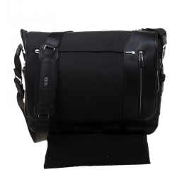 Tumi Black Nylon and Leather Arrive Galeao Messenger Bag