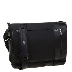 Tumi Black Nylon and Leather Arrive Galeao Messenger Bag