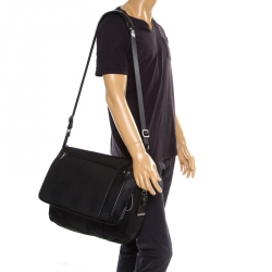 Tumi Black Nylon and Leather Arrive Galeao Messenger Bag