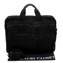 Pre Owned Tumi Black Nylon Alpha T-Pass Expandable Laptop Briefcase
