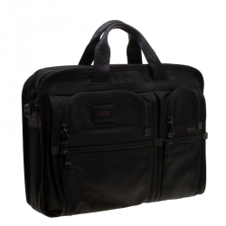 Pre Owned Tumi Black Nylon Alpha T-Pass Expandable Laptop Briefcase