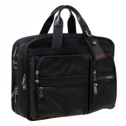 Tumi Black Nylon Alpha T-Pass Expandable Laptop Briefcase