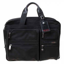 Tumi Black Nylon Alpha T-Pass Expandable Laptop Briefcase