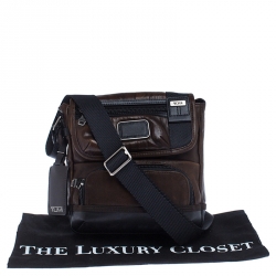 TUMI Brown/Black Leather Alpha Bravo Barstow Messenger Bag