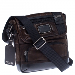 TUMI Brown/Black Leather Alpha Bravo Barstow Messenger Bag