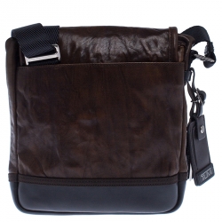 TUMI Brown/Black Leather Alpha Bravo Barstow Messenger Bag