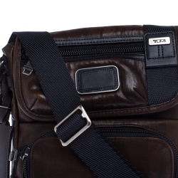 TUMI Brown/Black Leather Alpha Bravo Barstow Messenger Bag