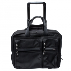 Tumi Black Canvas Alpha Compact Wheeled Brief Trolley