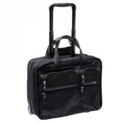 Tumi Black Canvas Alpha Compact Wheeled Brief Trolley