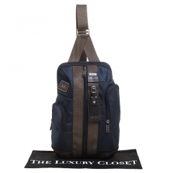 Pre Owned Tumi Blue/Brown Nylon Saratoga Sling Backpack