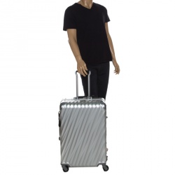 Pre Owned TUMI Silver Aluminum 4 Wheel Short Trip Packing Case 19 Degrees Luggage 65