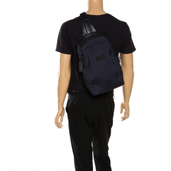 Pre Owned TUMI Navy Blue Nylon and Leather Sling Backpack