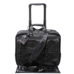 Tumi Black Nylon Alpha Deluxe Roller Briefcase