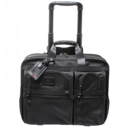 Tumi Black Nylon Alpha Deluxe Roller Briefcase