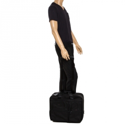 Tumi Black Nylon Alpha Deluxe Roller Briefcase