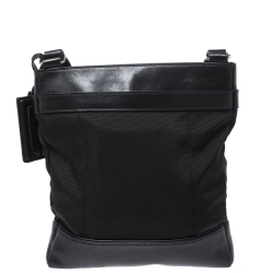 TUMI Black Nylon and Leather Messenger Bag