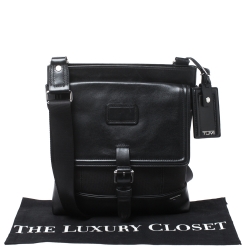 TUMI Black Nylon and Leather Messenger Bag