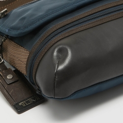 Pre Owned TUMI Blue/Brown Nylon and Leather Glenview Expandable Messenger Bag