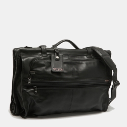Pre Owned TUMI Black Leather G4 Tri Fold Garment Bag