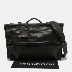 Pre Owned TUMI Black Leather G4 Tri Fold Garment Bag