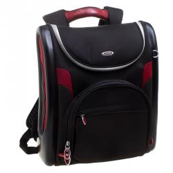 Pre Owned Tumi Black/Red Nylon and Leather Laptop Backpack