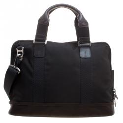 Pre Owned Tumi Black Canvas and Leather Alpha Bravo Earle Compact Brief