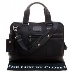 Pre Owned Tumi Black Canvas and Leather Alpha Bravo Earle Compact Brief