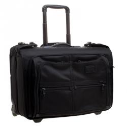 Pre Owned Tumi Black Nylon Carry On Garment Rolling Suitcase
