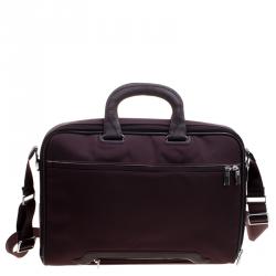 Pre Owned Tumi Burgundy Nylon T-Pass Kennedy Deluxe Brief Laptop Bag