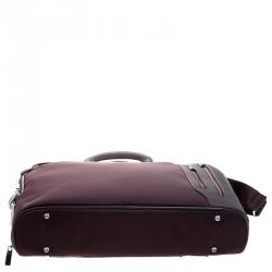 Pre Owned Tumi Burgundy Nylon T-Pass Kennedy Deluxe Brief Laptop Bag