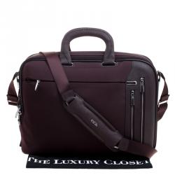 Pre Owned Tumi Burgundy Nylon T-Pass Kennedy Deluxe Brief Laptop Bag