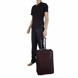 Pre Owned Tumi Burgundy Nylon Arrive De Gaulle International 2 Wheeld Carry-On Luggage