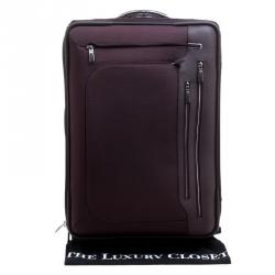 Pre Owned Tumi Burgundy Nylon Arrive De Gaulle International 2 Wheeld Carry-On Luggage