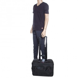 TUMI Black Nylon Two Wheel Alpha Brief with Laptop Case 