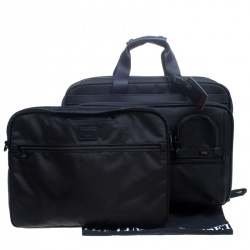 TUMI Black Nylon Two Wheel Alpha Brief with Laptop Case 