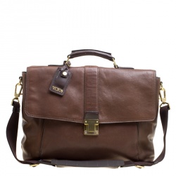 TUMI Brown Leather Beacon Hill Cambridge Briefcase