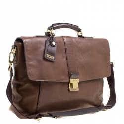 TUMI Brown Leather Beacon Hill Cambridge Briefcase