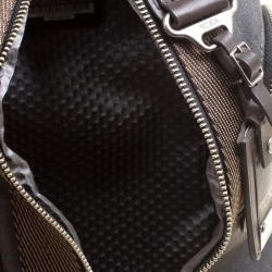 Pre Owned Tumi Grey/Brown Fabric and Leather Alpha Bravo Monterey Sling Bag
