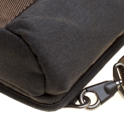 Pre Owned Tumi Grey/Brown Fabric and Leather Alpha Bravo Monterey Sling Bag