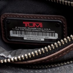 Pre Owned Tumi Grey Denim Laptop Briefcase Bag