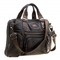 Pre Owned Tumi Grey Denim Laptop Briefcase Bag