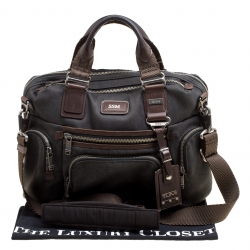 Pre Owned Tumi Grey Denim Laptop Briefcase Bag