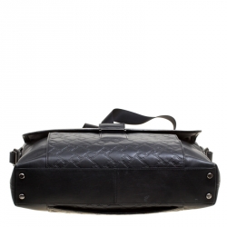 TUMI Black Leather Ticon Slim Flap Briefcase