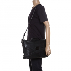 TUMI Black Leather Ticon Slim Flap Briefcase