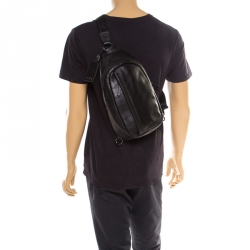 Pre Owned Tumi Black Leather Murano Sling Backpack