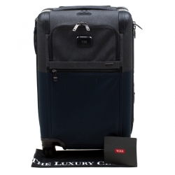 Tumi Blue/Grey Nylon Alpha II Continental Expandable 4 Wheeled Carry-On Luggage Bag