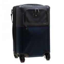 Tumi Blue/Grey Nylon Alpha II Continental Expandable 4 Wheeled Carry-On Luggage Bag