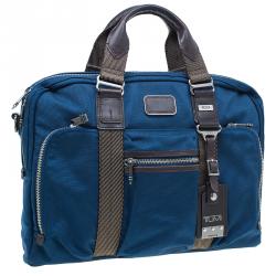 Pre Owned Tumi Blue Nylon Alpha Bravo McNair Slim Briefcase Bag