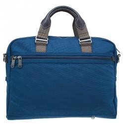 Pre Owned Tumi Blue Nylon Alpha Bravo McNair Slim Briefcase Bag