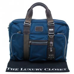 Pre Owned Tumi Blue Nylon Alpha Bravo McNair Slim Briefcase Bag